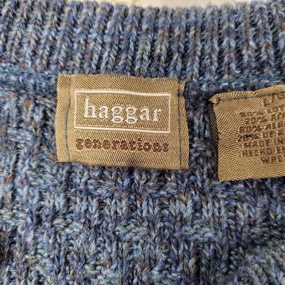 Haggar Generations Blue Marled Henley Sweater size Large - Picture 4 of 9